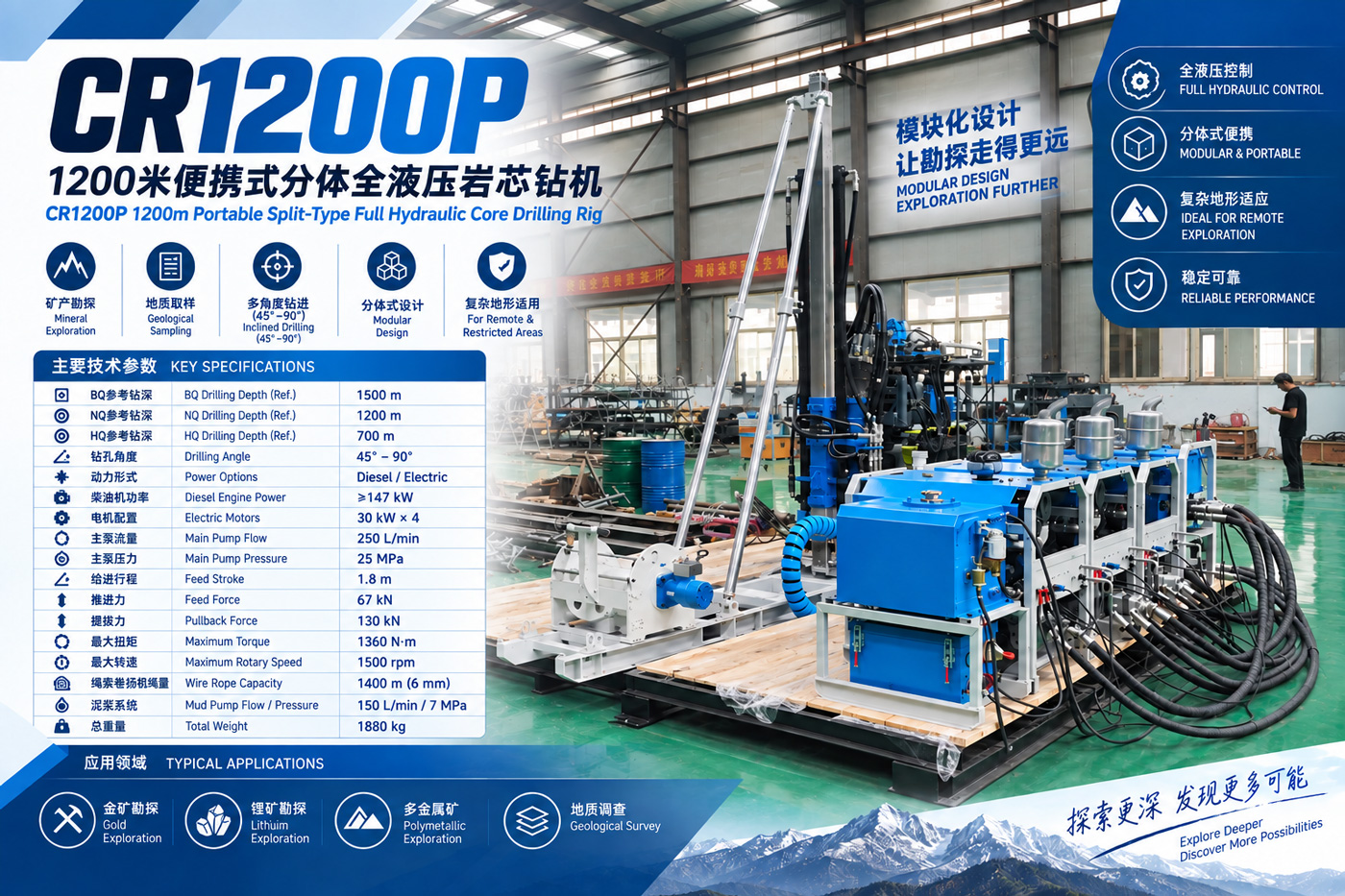 CR1200P حفارة اللب المنفصلة