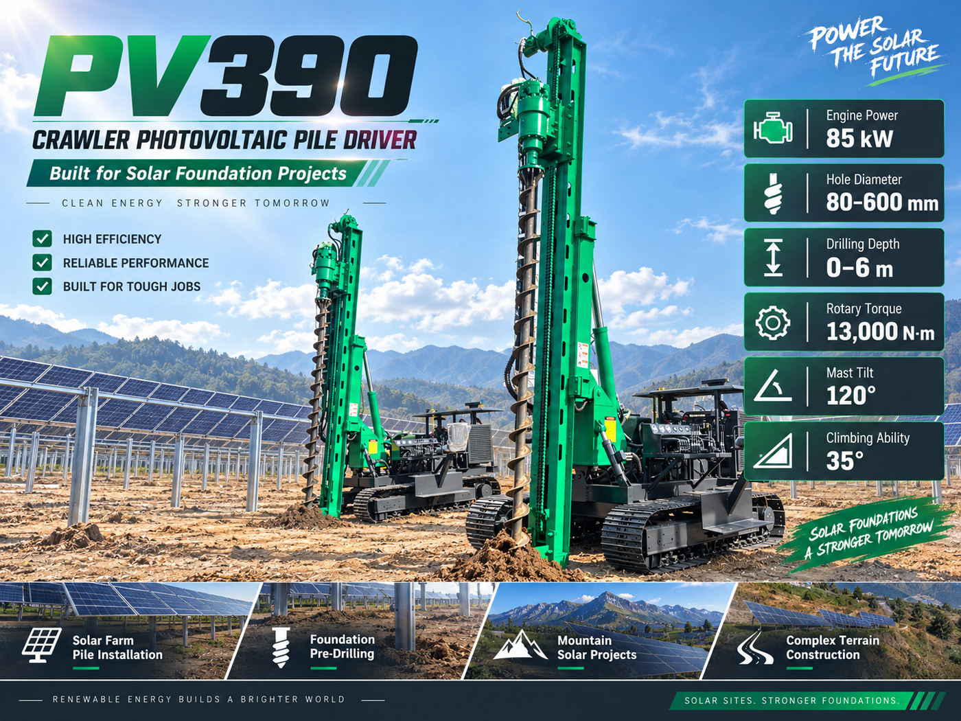 PV390 حفارة دق الأعمدة الكهروضوئية