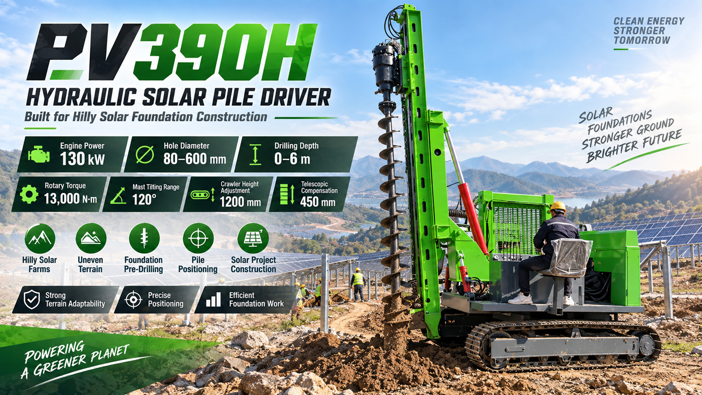 PV390H حفارة دق الأعمدة الكهروضوئية