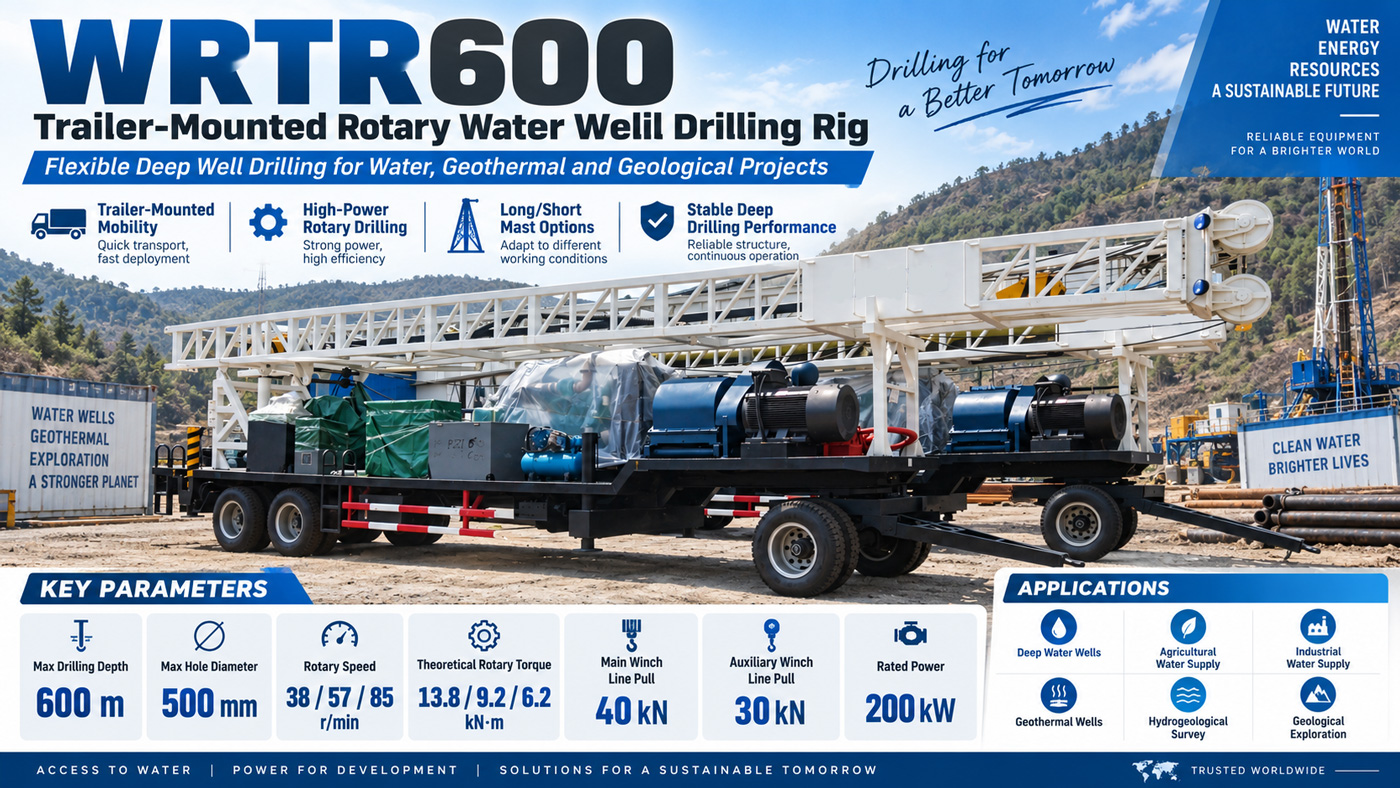 WRTR600 حفارة آبار المياه المقطورة