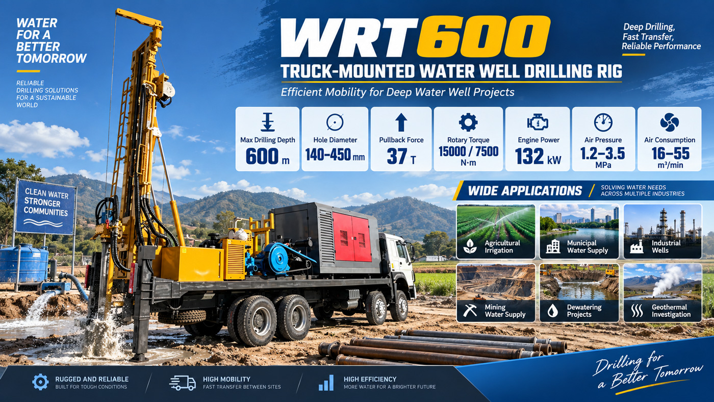 WRT600 حفارة آبار المياه المثبتة على شاحنة
